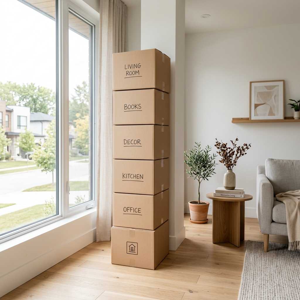 Neatly packed boxes